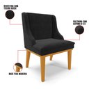 Ver imagem 3 de Kit 10 Cadeiras Estofadas para Sala de Jantar Base Fixa de Madeira Castanho Lia Suede Preto - Ibiza