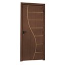 Ver imagem 2 de Kit Porta de Madeira Decorada 215x74cm Batente 10cm Cantareira Abertura Direita Marrom/Ipê MGM