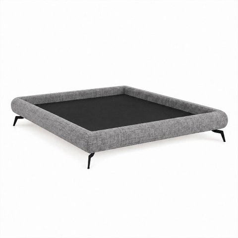 Cama King Japonesa 210cm Pés Alumínio Haru Linho Nobre Cinza - Sallar Home
