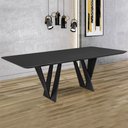 Ver imagem 5 de Mesa Sala de Jantar 6 Lugares 200cm Tampo com Vidro Shuri Preto/Ébano - Gran Belo