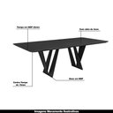 Ver imagem 3 de Mesa Sala de Jantar 6 Lugares 200cm Tampo com Vidro Shuri Preto/Ébano - Gran Belo