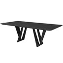 Ver imagem 1 de Mesa Sala de Jantar 6 Lugares 200cm Tampo com Vidro Shuri Preto/Ébano - Gran Belo