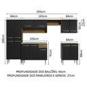 Ver imagem 4 de Armário de Cozinha Completa 293cm com Pia Rustic/Preto Emilly Madesa 08