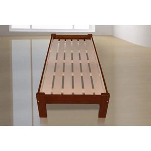 Cama de Solteiro Turca Barion de Madeira Maciça Angelim Pedra/Tauari Castanho