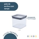 Ver imagem 3 de Pote de acrílico 620ml com tampa transparente quadrado empilhável - Oikos
