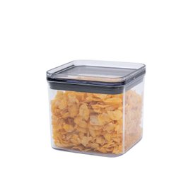 Pote de acrílico 620ml com tampa transparente quadrado empilhável - Oikos - 1