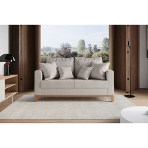 Sofá 2 Lugares Beny Base de Madeira Linho Cru Rr Decor