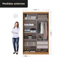 Ver imagem 2 de Guarda-Roupa 100% MDF 2 Portas de Correr 2 Gavetas com Espelho 131x213x55cm Cinamomo