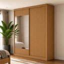 Ver imagem 1 de Guarda-Roupa 100% MDF 2 Portas de Correr 2 Gavetas com Espelho 131x213x55cm Cinamomo