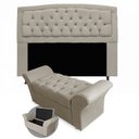 Ver imagem 1 de Kit Cabeceira Giovana e Calçadeira Veneza Casal 140 cm Suede Bege - Twdecora Giovana e Veneza