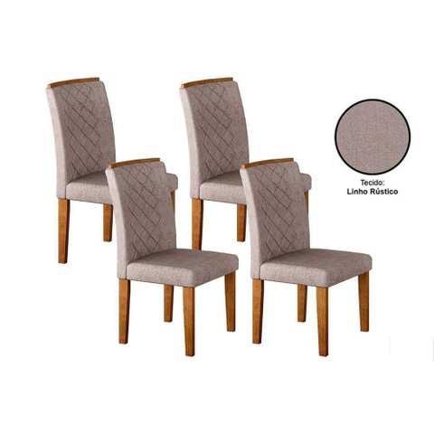 Kit 4 Cadeiras Sala Jantar Jade 4 Un Capuccino/linho Bege Turim - Rufato