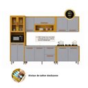 Ver imagem 5 de Cozinha Completa Modulada 13 Portas 2 Gavetas com Paneleiro Cristaleira e Balcão Demi Espresso Móveis Cinza/Cinamomo/Acetinado