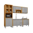 Ver imagem 2 de Cozinha Completa Modulada 13 Portas 2 Gavetas com Paneleiro Cristaleira e Balcão Demi Espresso Móveis Cinza/Cinamomo/Acetinado