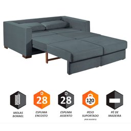 Sofa Cama Casal Sofia 2 Lugares 170cm com Pés de Madeira Talento Móveis - 4