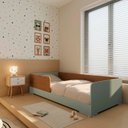 Ver imagem 1 de Cama Infantil de Solteiro Montessoriana em 100% MDF Premium Mark Verde/Verti/Castanho