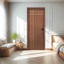 Ver imagem 1 de Kit Porta de Madeira Decorada 215X84CMBATENTE 10cm Mantiqueira Abertura Direita Marrom/Ipê MGM