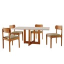 Ver imagem 2 de Conjunto de Mesa de Jantar Vitoria Tampo 120cm Laqueado Canto Moeda com Vidro e 4 Cadeiras Bellini