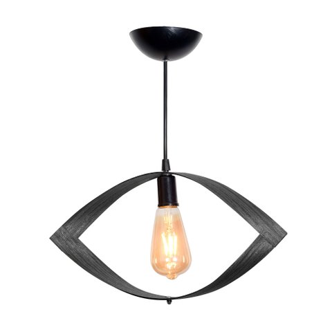 Kit 2 Pendente Ultraleve Poptem Íris Madeira preto lustre 40cm luminária teto interno quarto sala