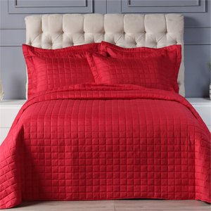 Kit Cobre Leito Dupla Face Micro Percal 200 Fios Queen com Porta Travesseiro:vermelho