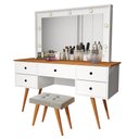 Ver imagem 2 de Penteadeira com Banqueta Camarim Leds e Espelho Incluso Anaí: Branco/nature