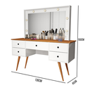 Ver imagem 4 de Penteadeira com Banqueta Camarim Leds e Espelho Incluso Anaí: Branco/nature