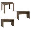 Ver imagem 2 de Conjunto Mesa para Sala de Jantar com 2 Bancos Marrom/Ameixa Negra