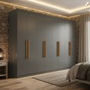 Ver imagem 1 de Guarda-Roupa Casal 8 Portas 4 Gavetas 100% MDF Cinza Albert