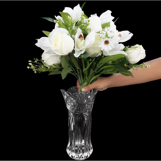 Vaso Decorativo Grande 28cm em Vidro Lapidado Elegante Resistente - 3