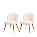 Ver imagem 1 de Kit 2 Cadeiras de Jantar Nora com Estrutura de Madeira Estofado Bouclé Off White Sallar Home
