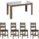 Ver imagem 2 de Conjunto Sala de Jantar Mesa Fixa com 4 Cadeiras Marrom/Ameixa Negra