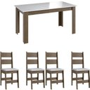 Ver imagem 2 de Conjunto Sala de Jantar Mesa Fixa com 4 Cadeiras Marrom/Ameixa Negra