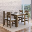 Ver imagem 1 de Conjunto Sala de Jantar Mesa Fixa com 4 Cadeiras Marrom/Ameixa Negra