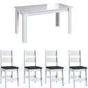Ver imagem 2 de Conjunto Sala de Jantar Mesa Fixa com 4 Cadeiras Branco