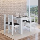 Ver imagem 1 de Conjunto Sala de Jantar Mesa Fixa com 4 Cadeiras Branco