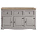 Ver imagem 3 de Balcão Buffet de Madeira Maciça com 3 portas e 3 Gavetas Cinza Lavado