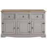 Balcão Buffet de Madeira Maciça com 3 portas e 3 Gavetas Cinza Lavado - 3