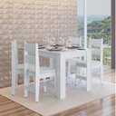 Ver imagem 1 de Conjunto Sala de Jantar Mesa Fixa com 4 Cadeiras Branco