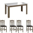 Ver imagem 2 de Conjunto Sala de Jantar Mesa Fixa com 4 Cadeiras Marrom/Ameixa Negra
