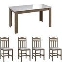 Ver imagem 2 de Conjunto Sala de Jantar Mesa Fixa com 4 Cadeiras Marrom Ameixa Negra