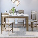Ver imagem 1 de Conjunto Sala de Jantar Mesa Fixa com 4 Cadeiras Marrom Ameixa Negra