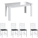 Ver imagem 2 de Conjunto Sala de Jantar Mesa Fixa com 4 Cadeiras Estofadas Branco