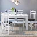 Ver imagem 1 de Conjunto Sala de Jantar Mesa Fixa com 4 Cadeiras Estofadas Branco