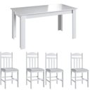 Ver imagem 2 de Conjunto Mesa de Jantar Mesa 4 Cadeiras Estofadas Moderno Amadeirado Branco
