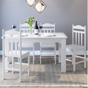 Ver imagem 1 de Conjunto Mesa de Jantar Mesa 4 Cadeiras Estofadas Moderno Amadeirado Branco