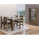 Ver imagem 1 de Conjunto Sala de Jantar Mesa Fixa com 4 Cadeiras + Estante Organizadora Marrom/Ameixa Negra