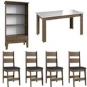 Ver imagem 2 de Conjunto Sala de Jantar Mesa Fixa com 4 Cadeiras + Estante Organizadora Marrom/Ameixa Negra