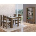 Ver imagem 1 de Conjunto Sala de Jantar Mesa Fixa com 4 Cadeiras Marrom/Ameixa Negra