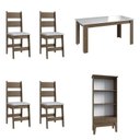 Ver imagem 2 de Conjunto Sala de Jantar Mesa Fixa com 4 Cadeiras Marrom/Ameixa Negra