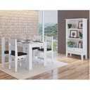 Ver imagem 1 de Conjunto Sala de Jantar Mesa Fixa com 4 Cadeiras Branco