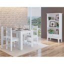 Ver imagem 1 de Conjunto Sala de Jantar Mesa Fixa com 4 Cadeiras Branco